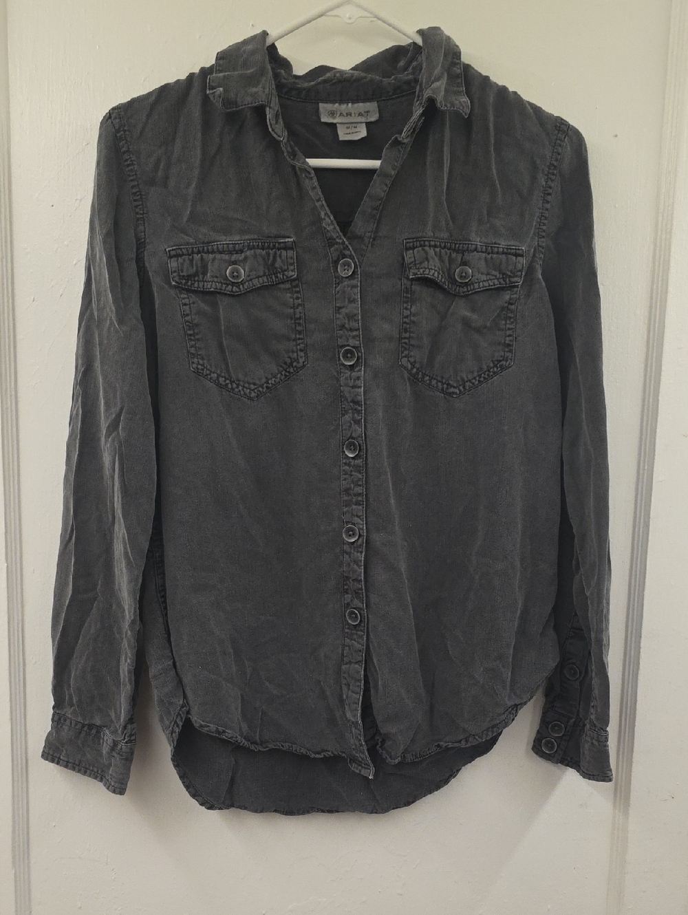 Women’s Ariat Soft Washed Gray Tencel Western Shirt Medium